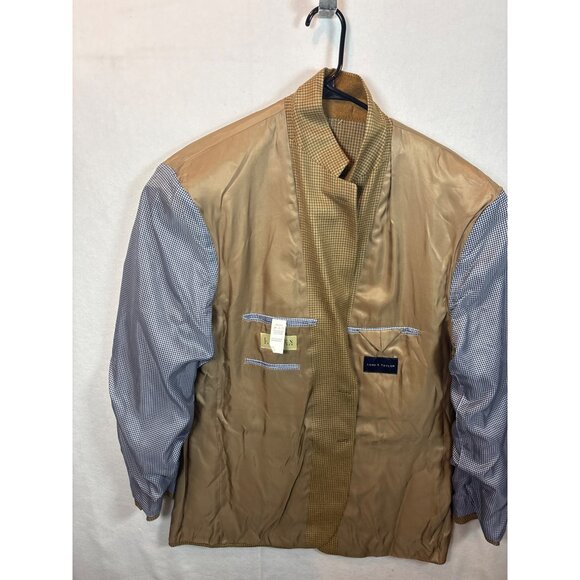 Lauren Ralph Lauren Mens Houndstooth Sport Coat Jacket Tan Size 42R 100 % silk - Picture 16 of 16